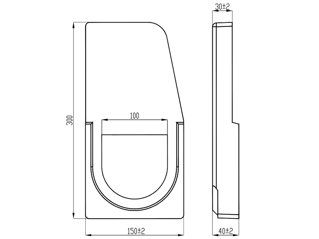 Переходник для Бордюра полимербетонного Mono DN100 H300 полимербетонный конечный
