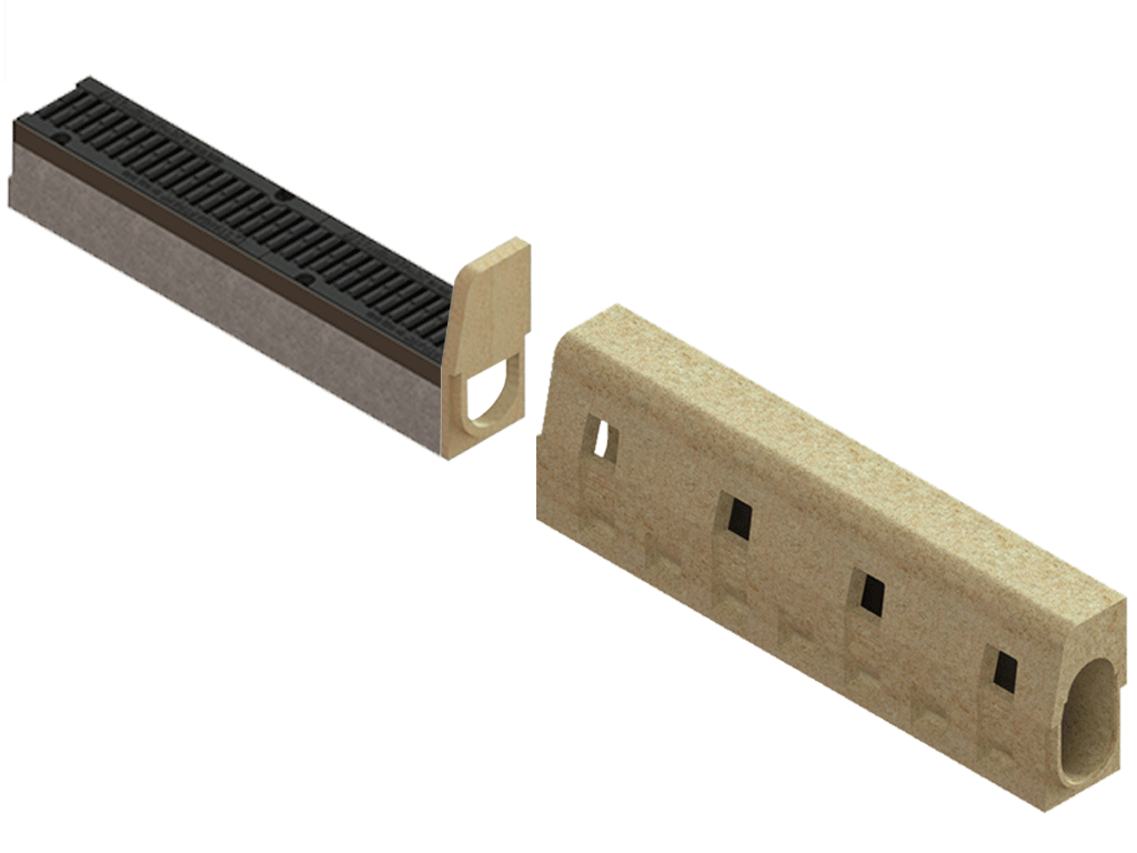 Переходник для Бордюра полимербетонного DN100 H300 полимербетонный начальный