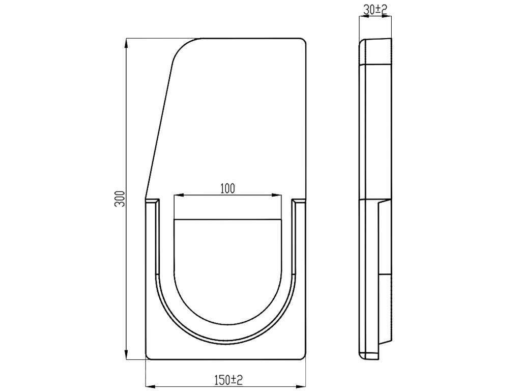Переходник для Бордюра полимербетонного DN100 H300 полимербетонный начальный