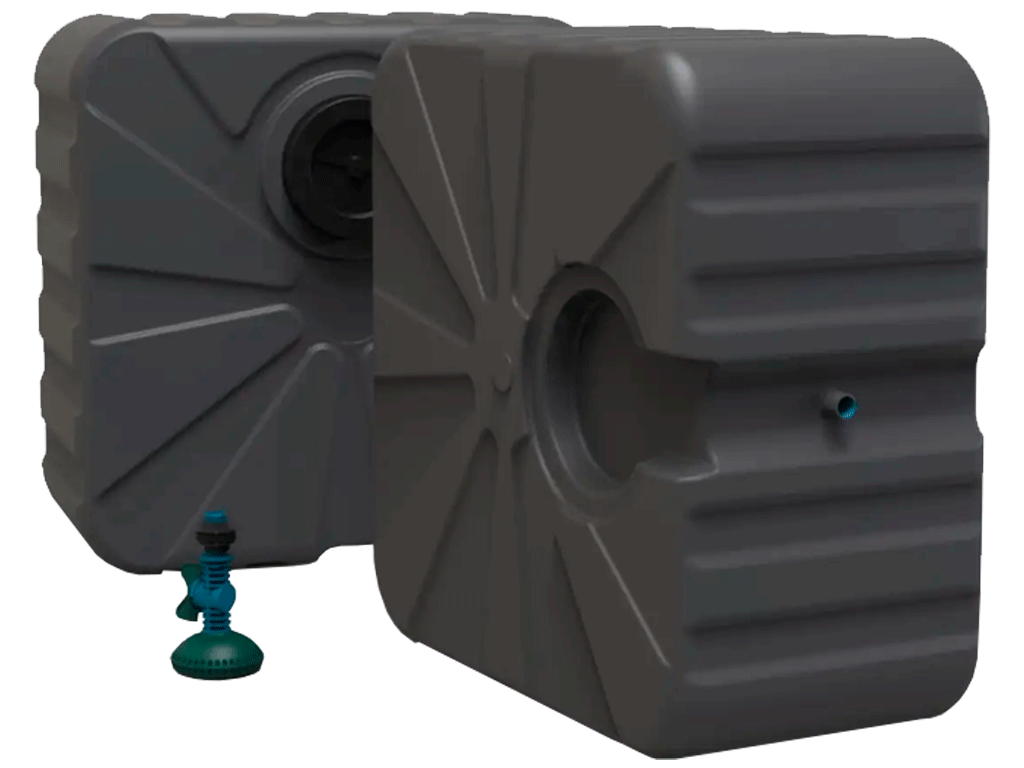 Rezervor PATRAT pentru dus de vara, cu volum W=100 litri, dotat cu para si robinet (600x600x320)