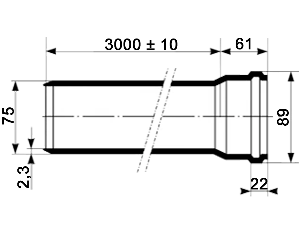Труба ПП шумопоглощающая Ultra dB D75мм длиной l=3000мм, многослойная, для внутренней канализации