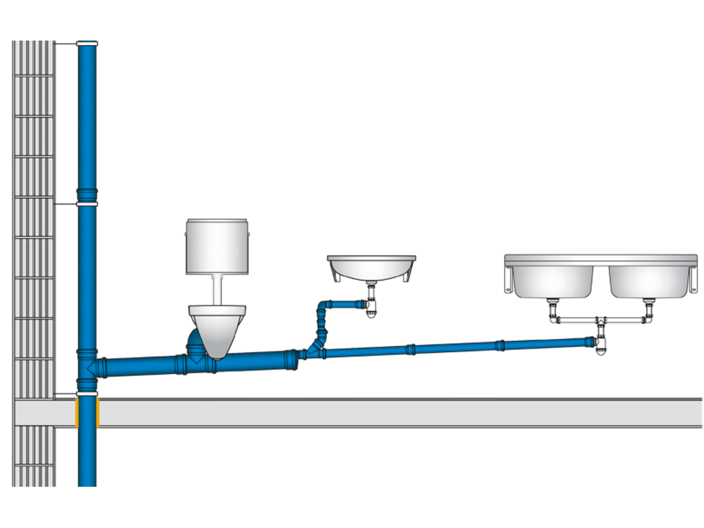 Reducție PP D125-D110mm, Ultra dB, fonoabsorbant, între tevi D125 și D110 fonoabsorbante folosite la canalizare interioară