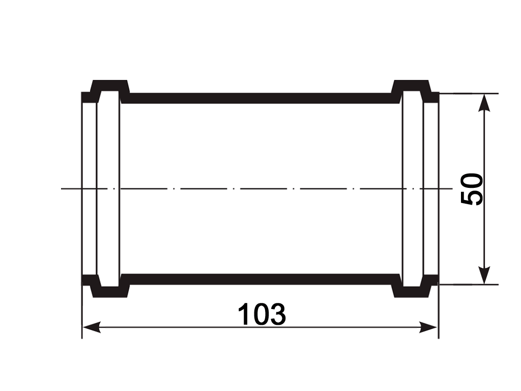 Муфта надвижная ПП, D50мм, шумопоглощающая, для труб D50 использованных в внутренней канализации