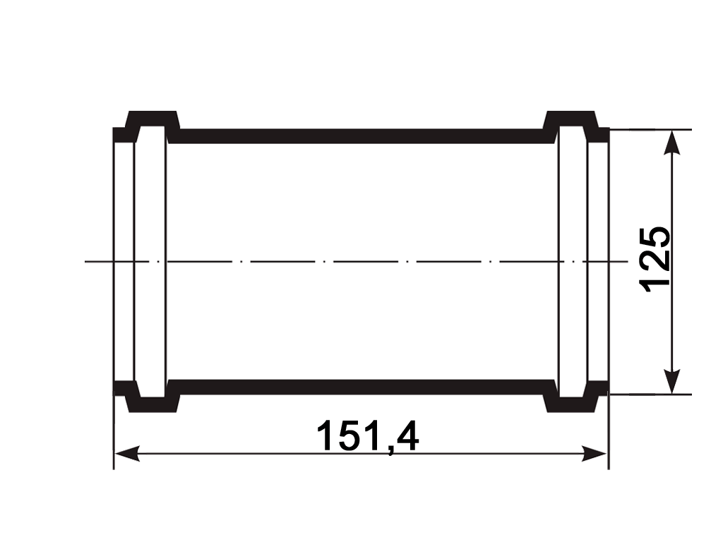 Mufa culisantă PP D125mm, fonoabsorbantă, pentru tevi D125 fonoabsorbante folosite la canalizare interioară