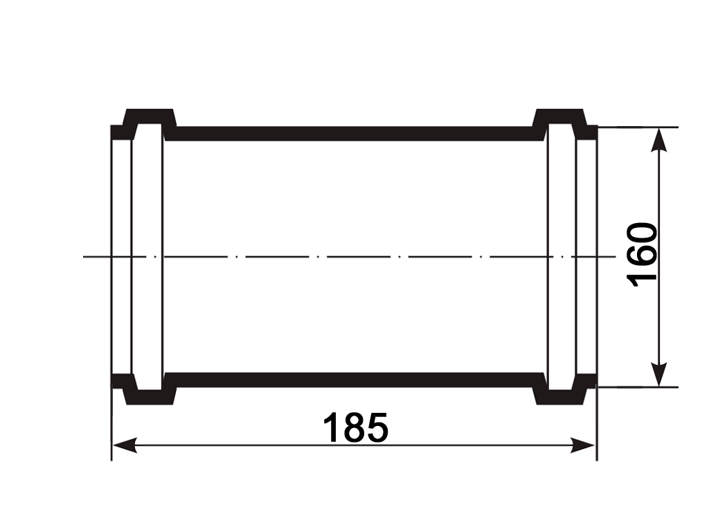 Муфта надвижная ПП, D160мм, шумопоглощающая, для труб D160 использованных в внутренней канализации