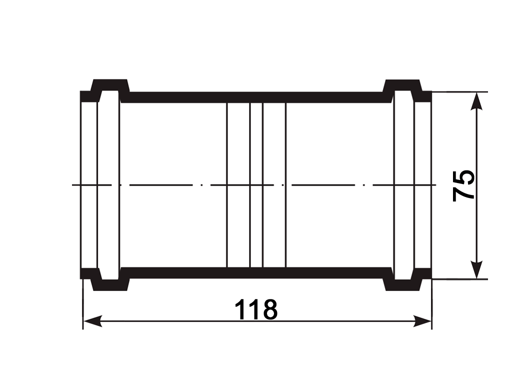 Муфта  с ограничителем, ПП, D75мм, шумопоглощающая, для труб D75 использованных в внутренней канализации