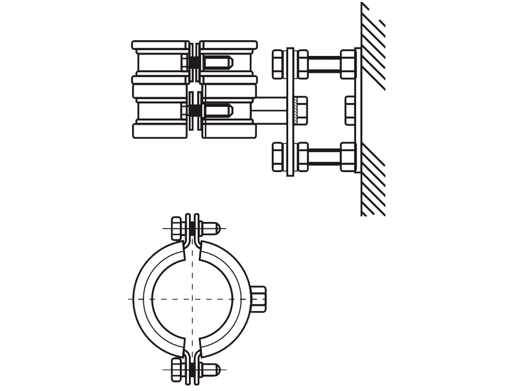 Хомут, BISMAT-1000, DN160, шумопоглощающий, для фиксаций труб Ultra dB D160