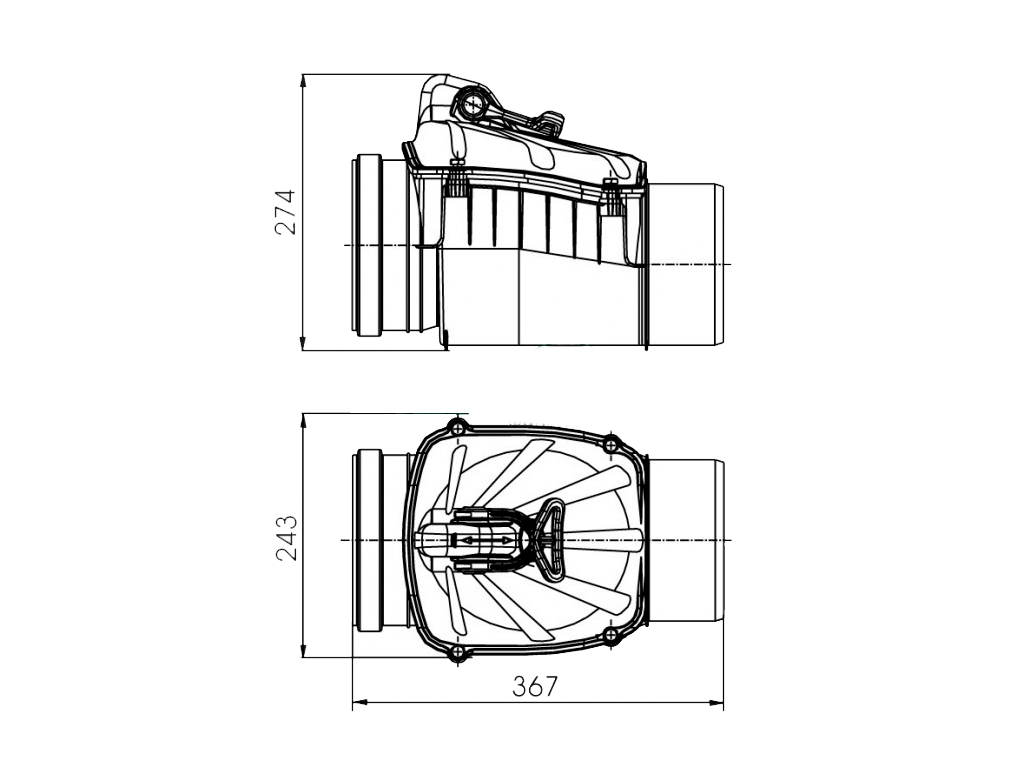 Oбратный клапан, канализационный горизонтальный Ø160мм